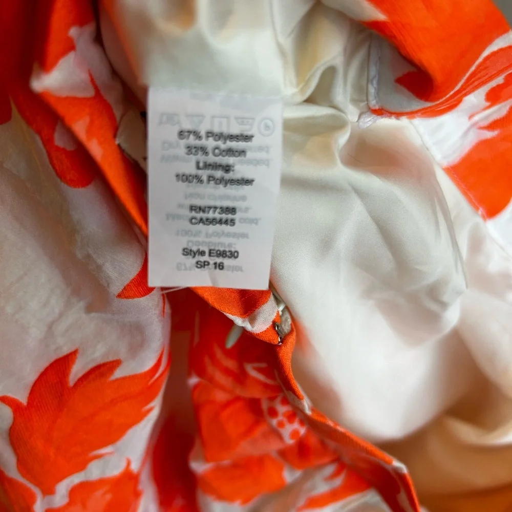 J. Crew White Skirt with Bright Orange Floral Print A-Line